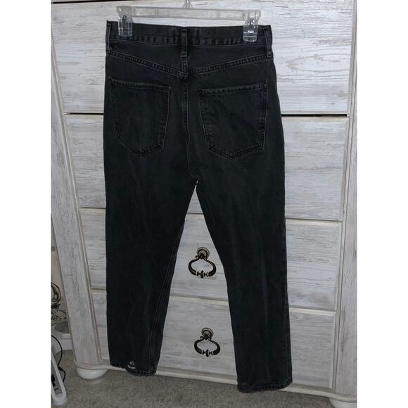 AGOLDE Riley Faded Black Frayed Leg Button Fly Jeans - Picture 3 of 9